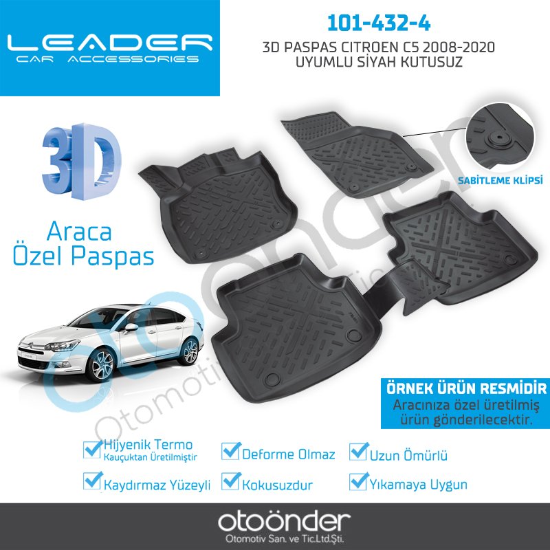 3D PASPAS CITROEN C5 2008-2020 UYUMLU SİYAH