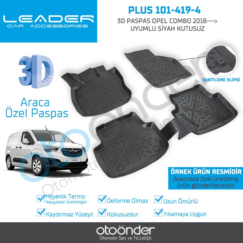 3D PASPAS OPEL COMBO 2018--- UYUMLU SİYAH
