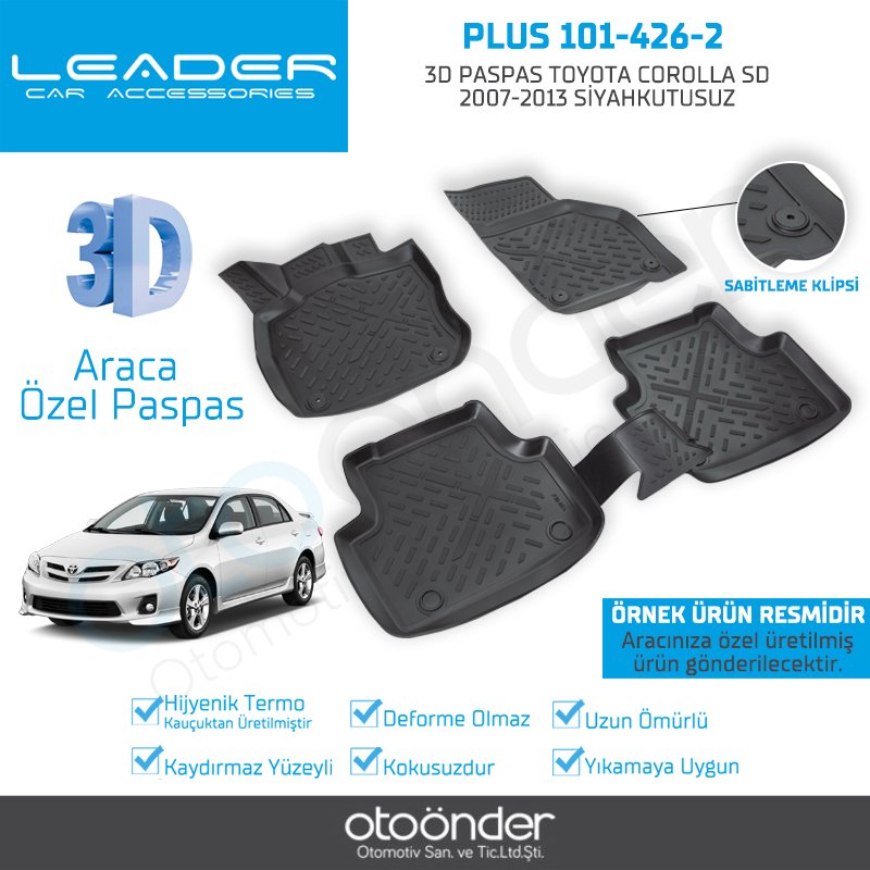 3D PASPAS TOYOTA COROLLA SD 2007-2013 SİYAH