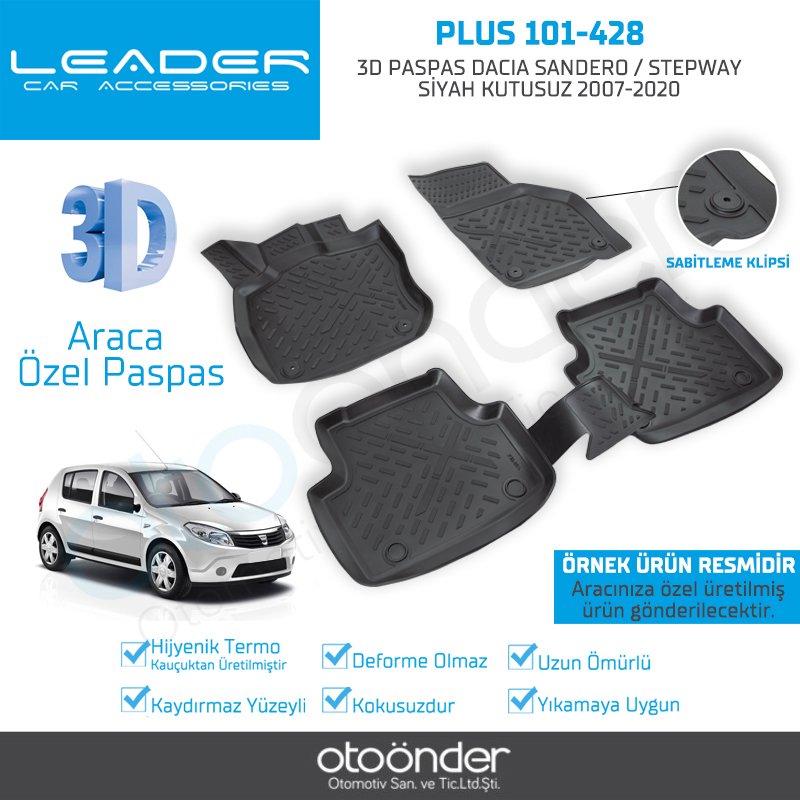 3D PASPAS DACIA SANDERO / STEPWAY SİYAH 2007-2020