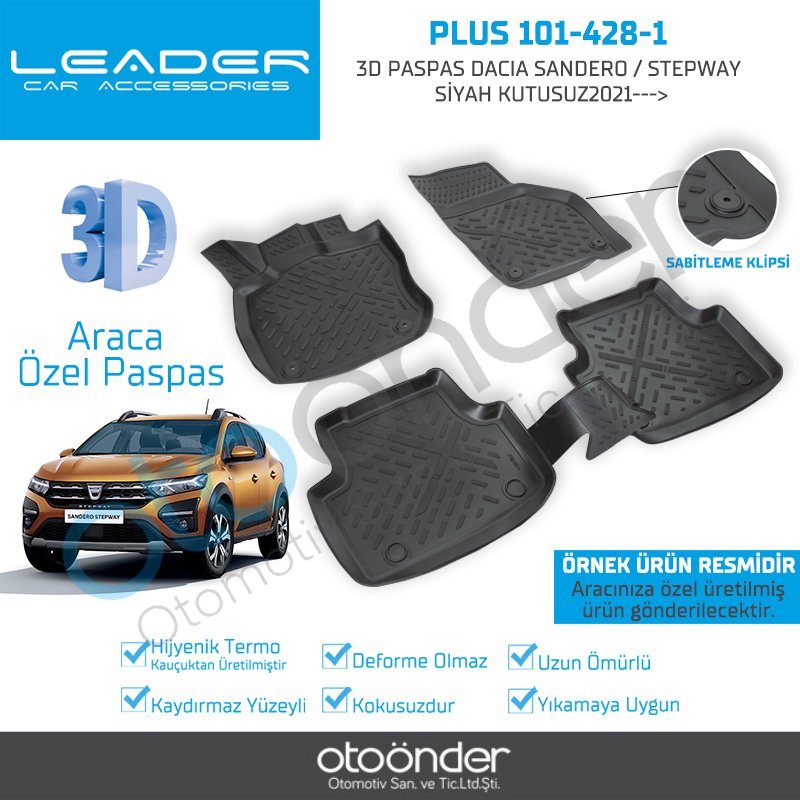 3D PASPAS DACIA SANDERO / STEPWAY SİYAH 2021--