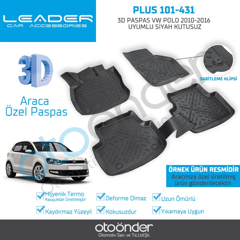 3D PASPAS VOLKSWAGEN POLO 2010-2016 UYUMLU SİYAH