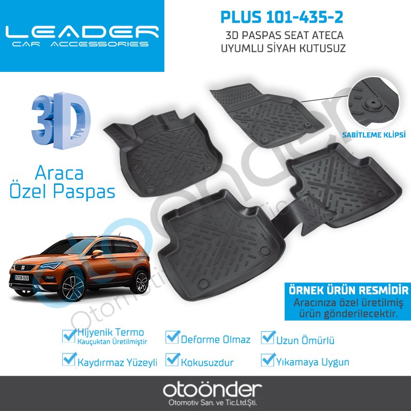 3D PASPAS SEAT ATECA UYUMLU SİYAH