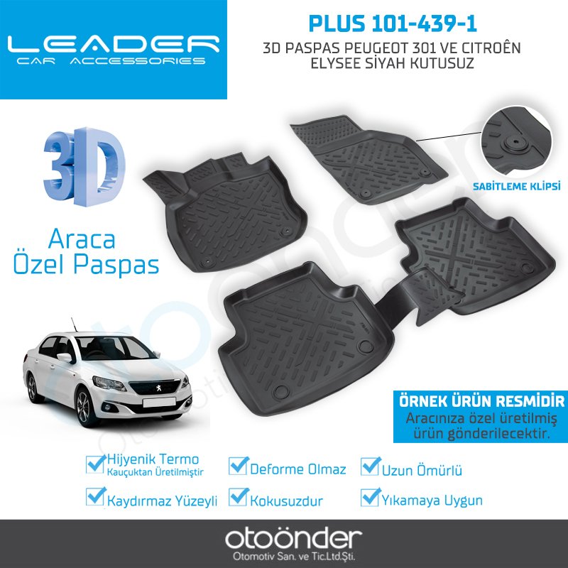 3D PASPAS PEJO 301 VE CITROEN ELYSEE SİYAH