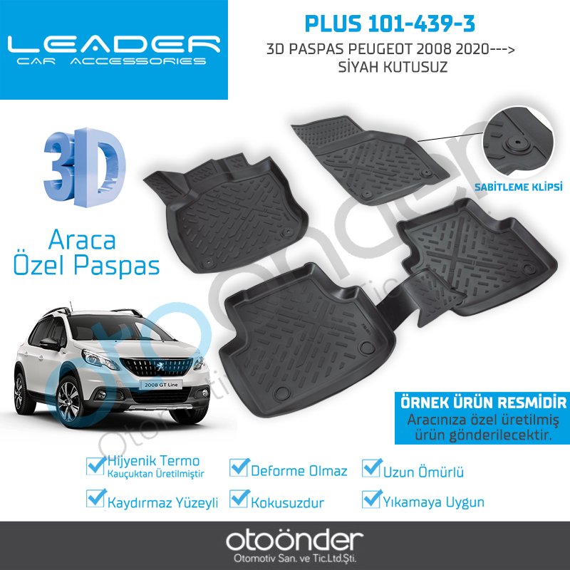 3D PASPAS PEUGEOT 2008 2020--- SİYAH