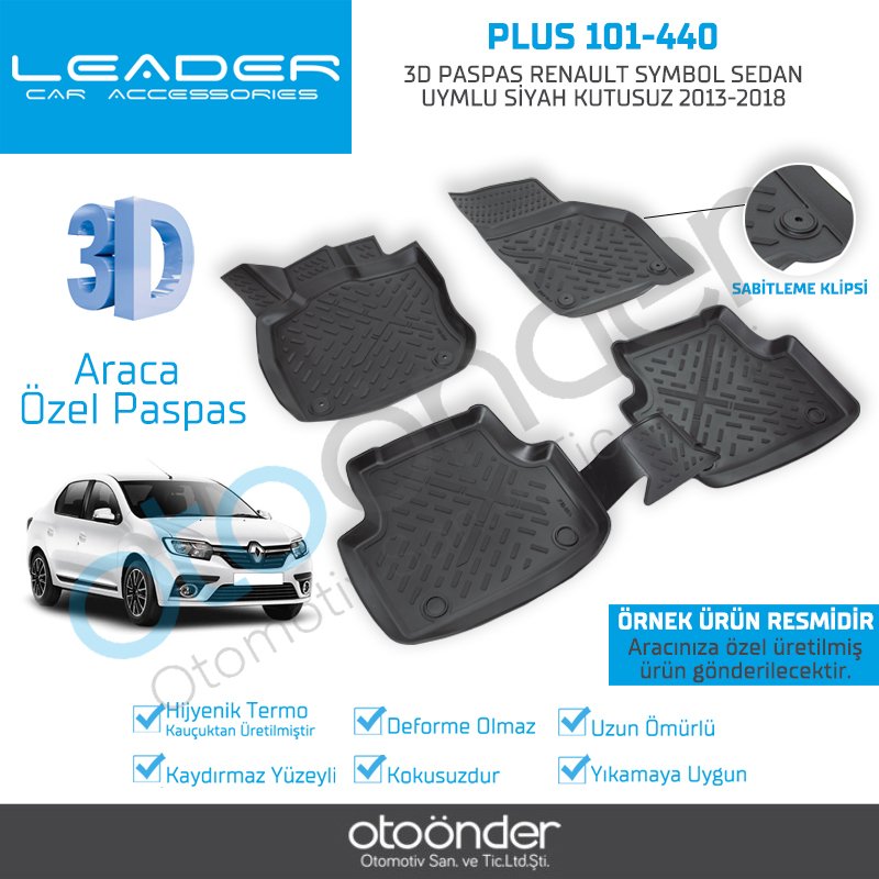 3D PASPAS RENAULT SYMBOL SEDAN UYMLU SİYAH 2013-2018