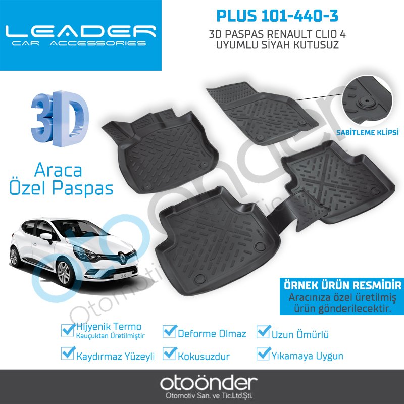 3D PASPAS RENAULT CLIO 4 UYUMLU SİYAH