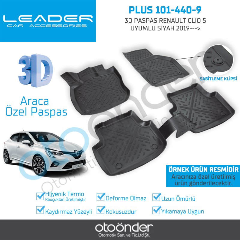 3D PASPAS RENAULT CLIO 5 UYUMLU SİYAH 2019---