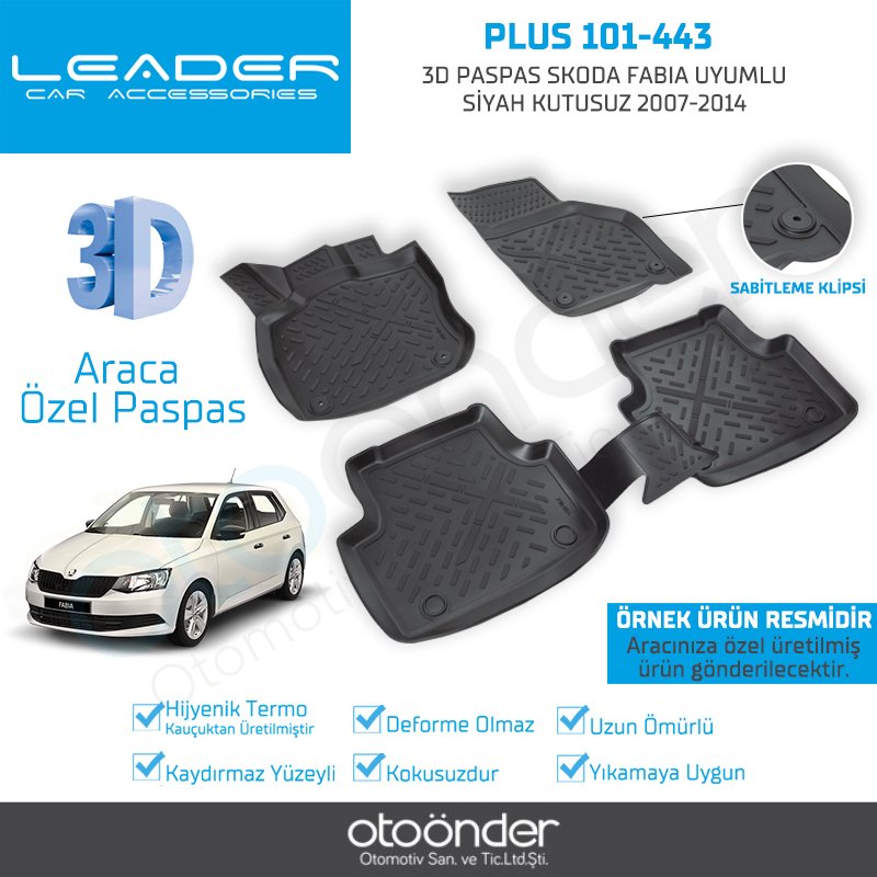 3D PASPAS SKODA FABIA UYUMLU SİYAH 2007-2014
