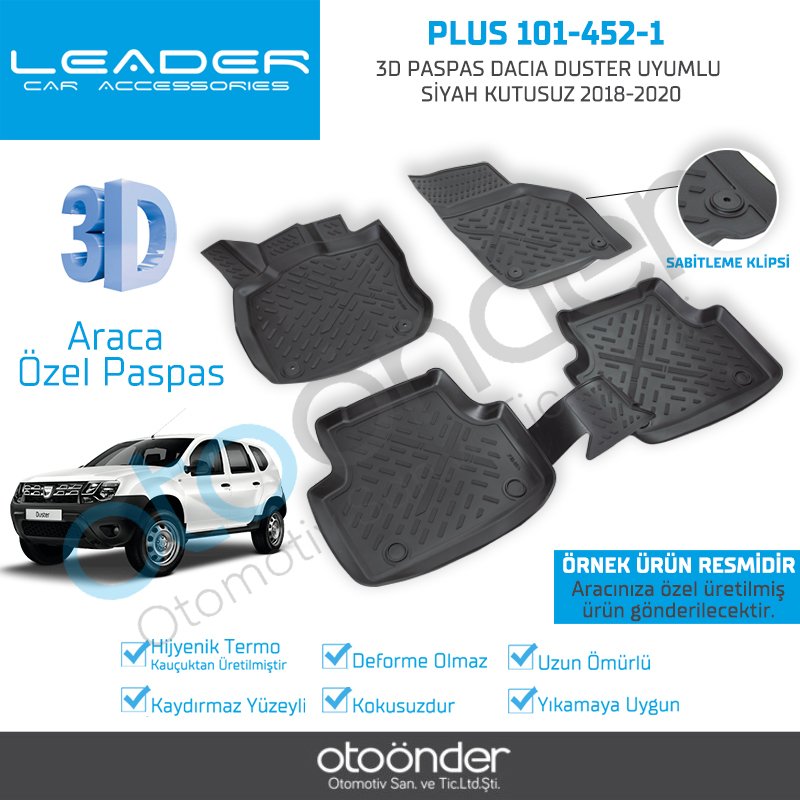 3D PASPAS DACIA DUSTER UYUMLU SİYAH 2018-2020
